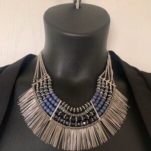 Park Lane Silver and Blue Statement Necklace